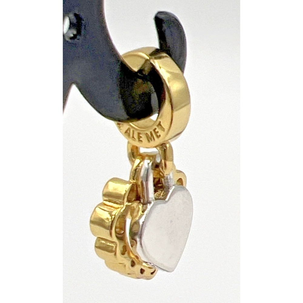 Pandora Sparkling Heart Double Dangle Charm Gld Plated .925 Sterling Silver NWOT - Picture 4 of 7